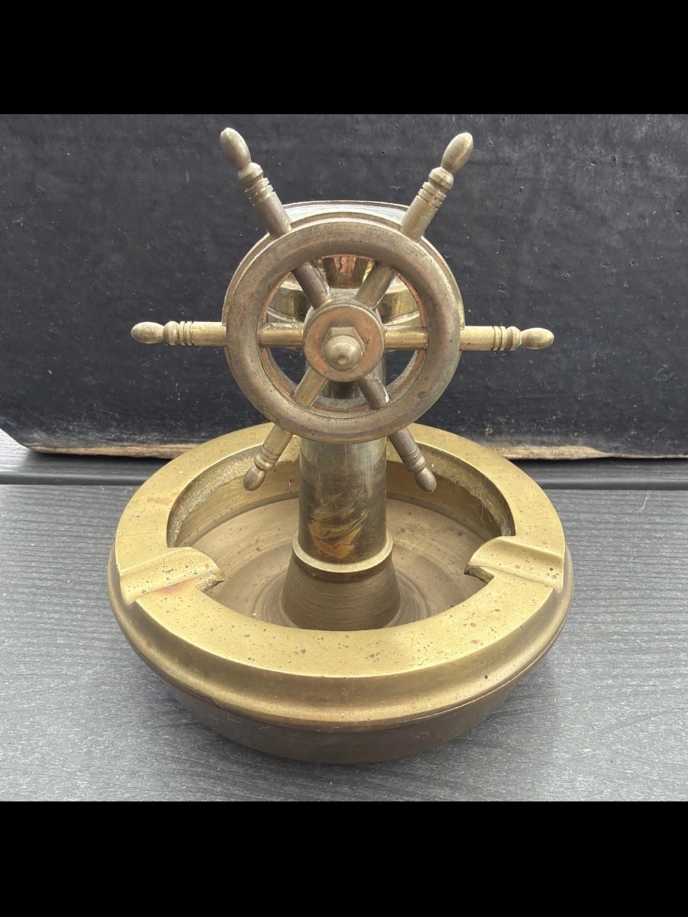 Brass Ship Wheel Ashtray - Nautical Home Accent